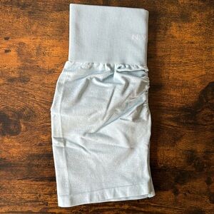 XS NVGTN Pastel Blue Scrunch Seamless Shorts